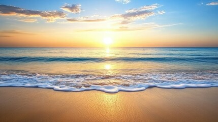 Obraz premium Spectacular sunset unfolds over a Hawaiian beach, with waves crashing against rocks and colorful skies illuminating the horizon