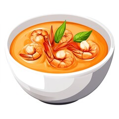 Shrimp Bisque Isolated on PNG or Transparent Background – Vector Illustration of Delicious Seafood Soup, Gourmet Cuisine Design