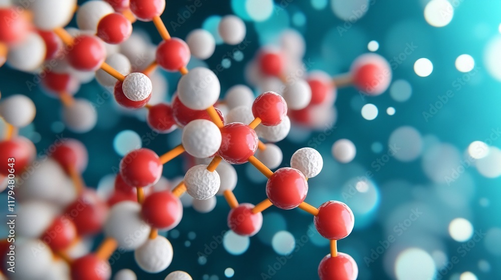 Aufkleber vibrant visualization of peptide complexes in a fluidic environment with glowing particles and
