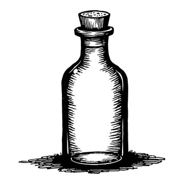 recommend clip art: Potion Bottle with Cork Stopper Empty Detailed Black and White Outline Line Art Drawing