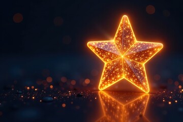 Glowing golden star on a dark background with sparkles, star, shine, gold