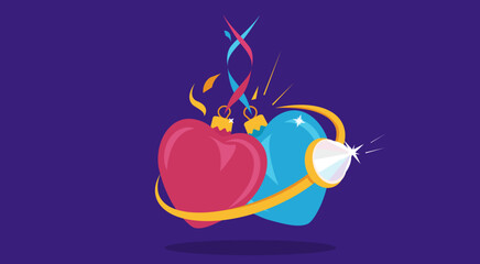 Valentine's heart and ring poster design template