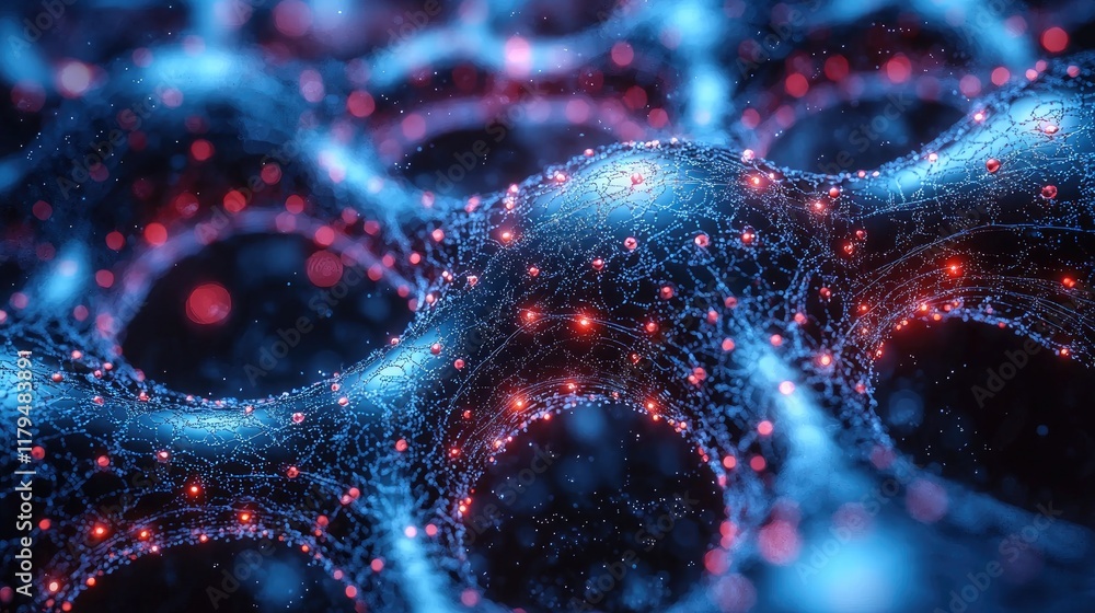 Poster abstract network: exploring the intricate connections of a futuristic digital world. a mesmerizing j