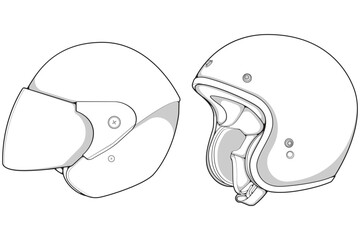 Bundling set template helmet half face line art. helmet illustration line art. helmet vector.