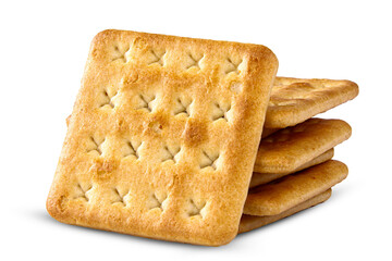 Heap of Dry thin crispy crackers isolated on white, transparent background. PNG file
