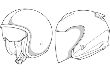 Bundling set template helmet half face line art. helmet illustration line art. helmet vector.