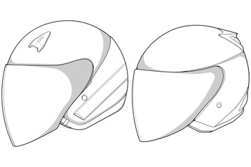 Bundling set template helmet half face line art. helmet illustration line art. helmet vector.