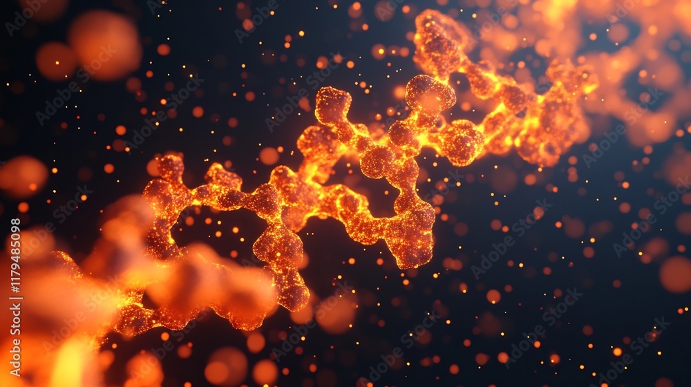 Aufkleber visualizing molecular innovation:dynamic peptide structure with glowing highlights