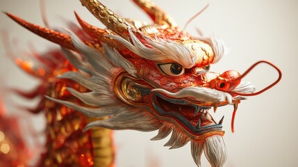 A detailed representation of a vibrant dragon sculpture with intricate features.