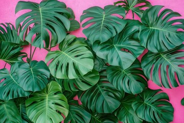 Tropical Leaves on Pink Background Display