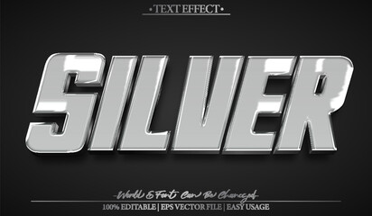 Silver Vector Text Effect Editable Alphabet Metalic Shiny Steel İron