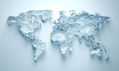 3D translucent glass world map.