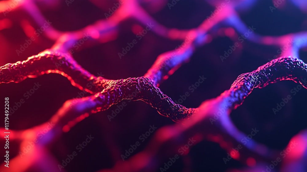 Aufkleber abstract nanotech representation of peptide complex with glowing futuristic chains and biochemistry