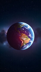 Obraz premium Planet Earth in cosmic space, studio photography, with white tones