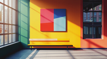 "Modern Colorful Art Print Mockup in Retro Subway Station"