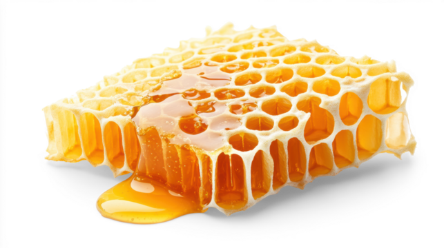 Honeycomb with dripping golden honey