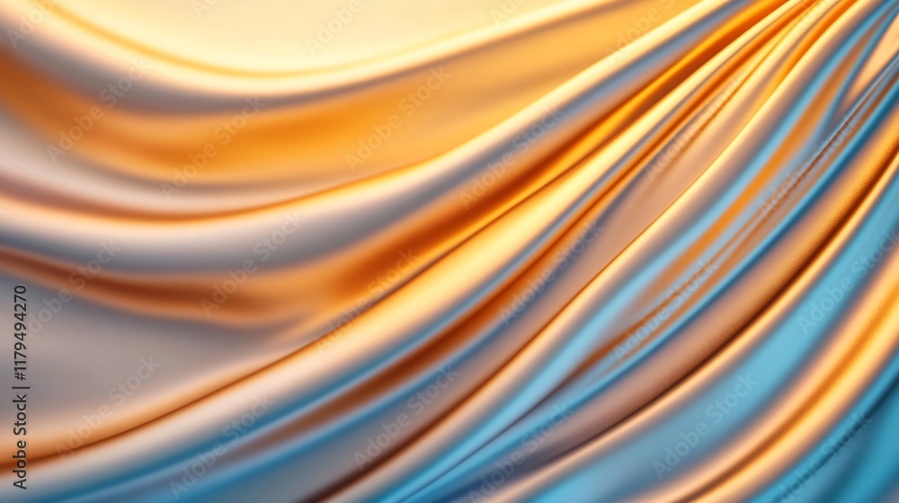 Poster mesmerizing metallic waves of soft abstract elegance with copyspace