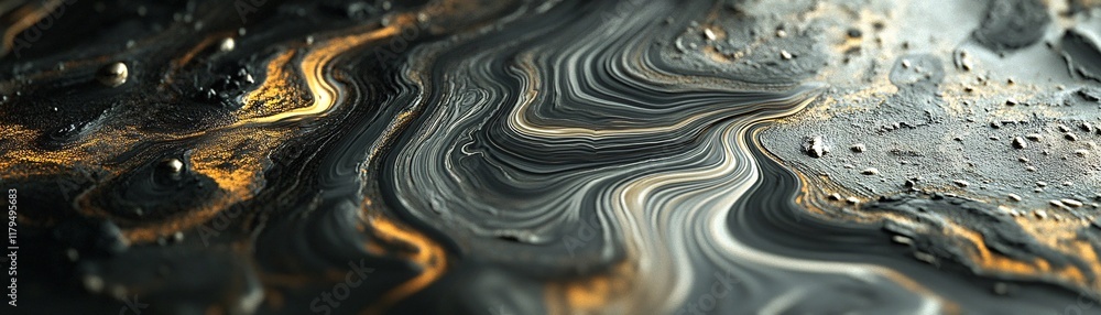 Aufkleber abstract black and gold marble texture creating wavy pattern