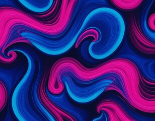 Obraz premium Abstract Swirling Liquid Paint Texture Background: Vibrant Pink and Blue Hues, Dynamic Curves and Flowing Lines