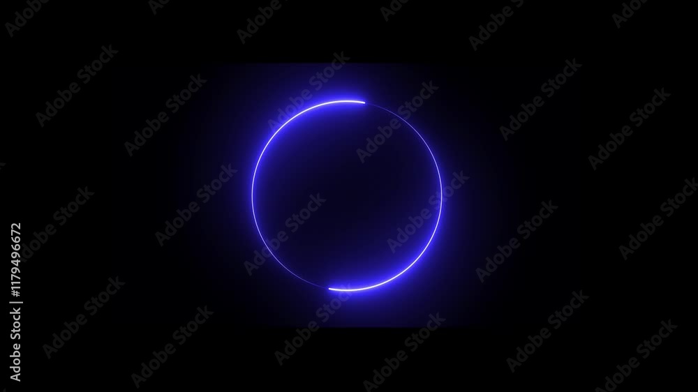Wall mural neon circle loading icon animation. neon light glowing circle frame background animation.