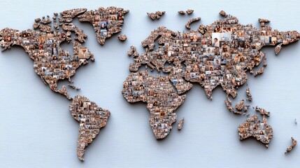 World map highlights portraits of business professionals, showcasing international teamwork and diversity across sectors