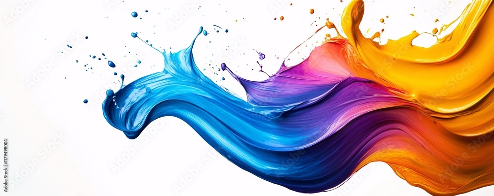 Poster Colorful paint splashing and making a beautiful wave shape