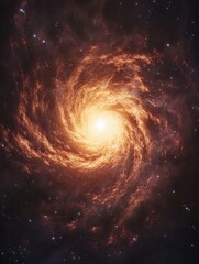 Obraz premium A stunning spiral galaxy features a bright core radiating light, surrounded by swirling arms filled with countless stars against the backdrop of deep space