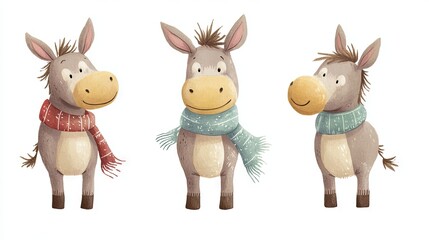 Donkey illustration for kids on white background