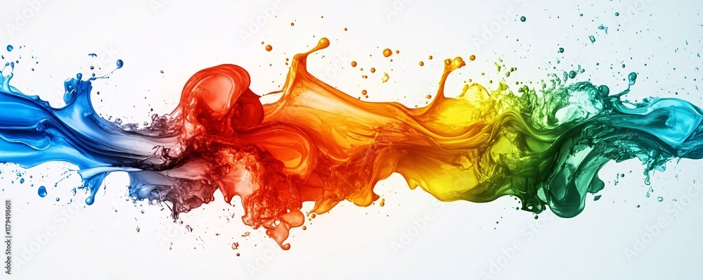 Aufkleber colorful liquid splashes mixing and creating abstract shapes