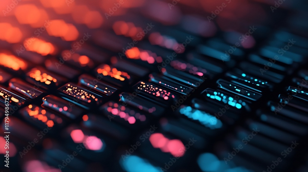 Poster mesmerizing abstract neon lights and bokeh background for digital technology themes