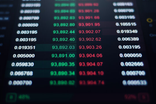 Close-up of financial chart on stock market on monitor display. Stock market data business analysis concept.