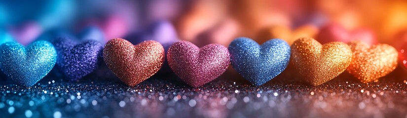 Obraz premium Vibrant Collection of Colorful Hearts Celebrating Love