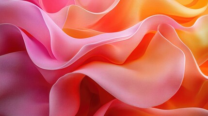 Obraz premium Abstract Pink and Orange Fabric Texture: Elegant Waves of Silk, Soft and Flowing Drapery for Fashion Design Backgrounds