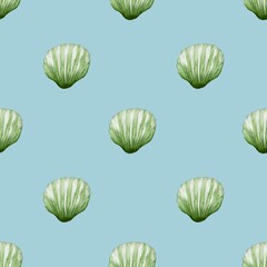 Elegant watercolor shell pattern for textile and packaging designs