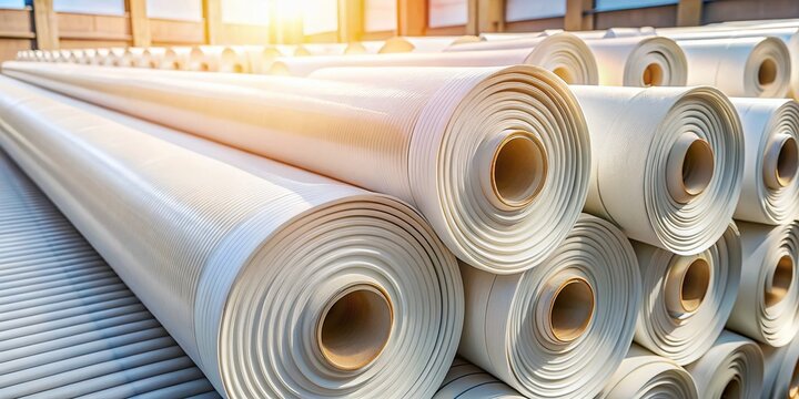 Durable PVC Roofing Membrane Rolls:  High-Resolution Architectural Photography
