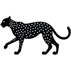 A cheetah running at full speed in a savanna landscape, showcasing its spots and agility, vector style.