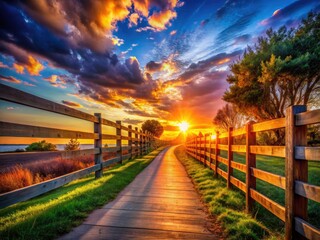 Capture the magic of sunset: fences, sidewalks, and golden hour landscapes meet in stunning photos.