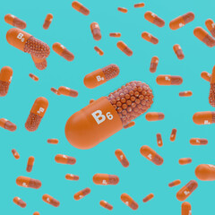 Close-up of pill capsule labeled B6