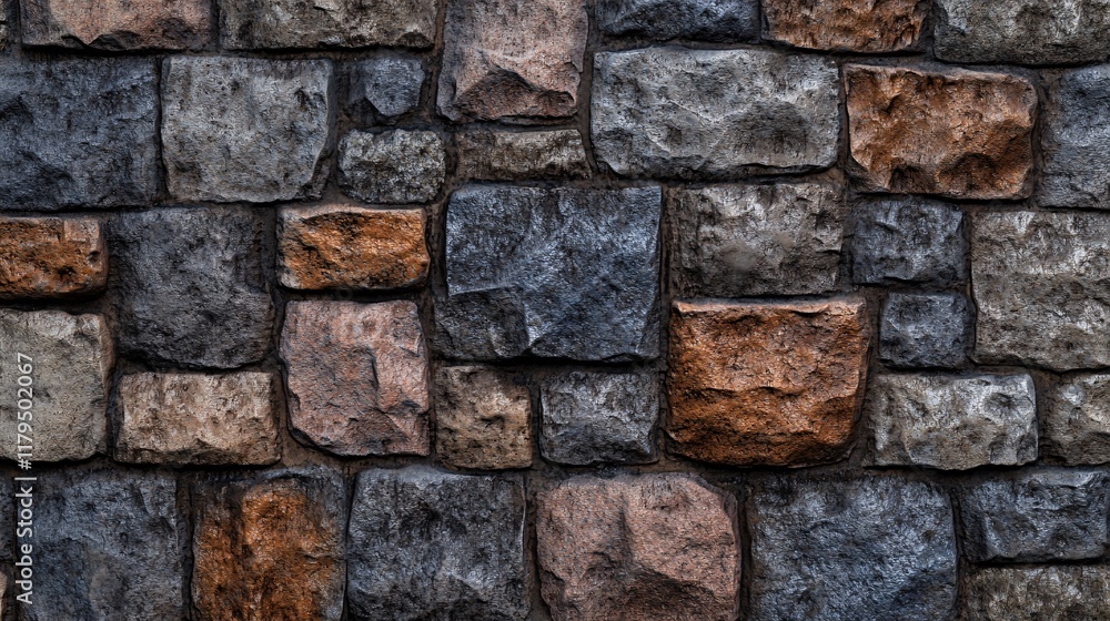 Poster rough stone wall forming a textured background with varying colors