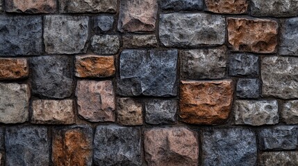 Obraz premium Rough stone wall forming a textured background with varying colors