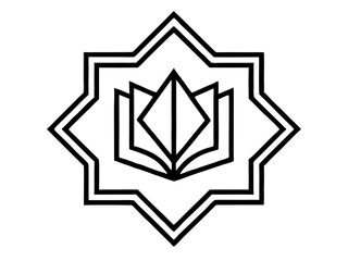 Fototapeta premium park bench, stylized cityscape, minimalist design, black and white illustration, geometric shapes, urban landscape, skyline silhouette, trees, iconic buildings, simple lines, graphic art, vector style