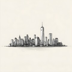 Fototapeta premium A minimalist sketch of a city skyline with clean, sharp lines in gray.