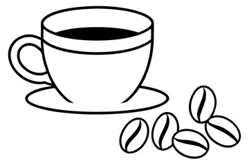 cup of coffee with beans