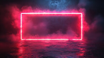Red neon glowing frame isolated on black background. Perfect for design, technology, and futuristic themes