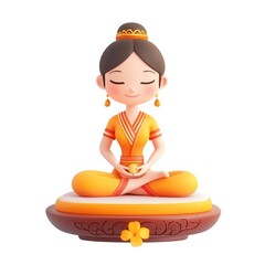 Thailand Thai Massage 3D Cartoon Style Illustration &ndash; Traditional Thai Massage Concept, Relaxation and Wellness
