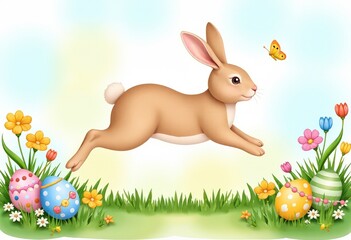 easter bunny and easter eggs