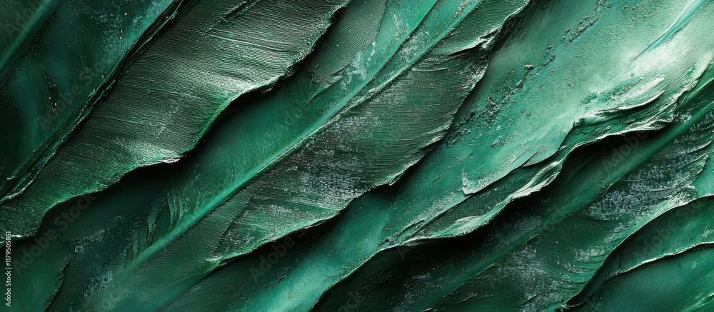 Poster a close up of green feathers, possibly from a bird. the feathers are arranged in a way that creates 