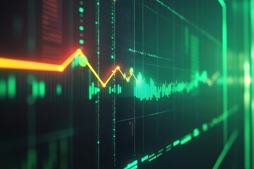 Vibrant Cartoon Graph Featuring a Sharp Upward Arrow and Glowing Green Markers for Dynamic Progress

