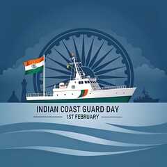 Coast Guard Day, Indian Coast Guard Day Poster, Banner, Post. Story. 