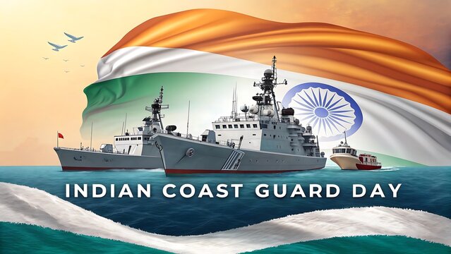 Coast Guard Day, Indian Coast Guard Day: Poster, Banner, Post. Story. Protecting India's Maritime Borders with Pride
